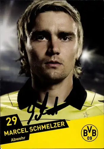 Ak Fußballer Marcel Schmelzer, Portrait, Autogramm, BVB 09