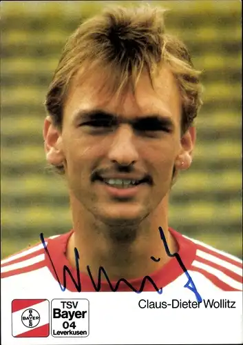 Ak Fußballer Claus Dieter Wollitz, Portrait, Autogramm, Bayer 04