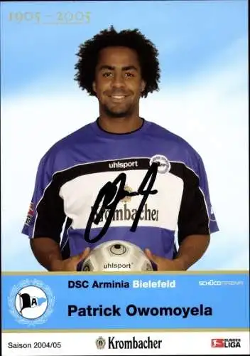 Ak Fußballer Patrick Owomoyela, Portrait, Autogramm, DSC Arminia Bielefeld