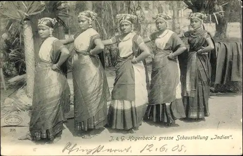 Ak J. & G. Hagenbeck's große Schaustellung Indien, Inderinnen, Völkerschau