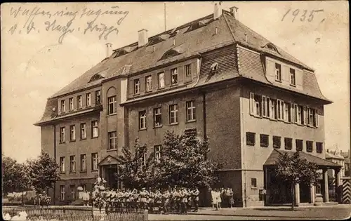 Ak Dresden Übigau, Nachrichten-Abteilung, Stabsgebäude mit Wache