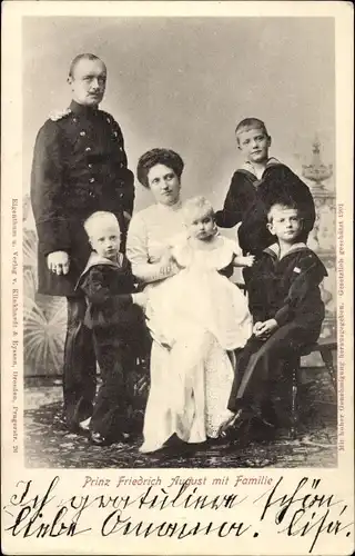 Ak Kronprinz von Sachsen nebst Familie, Friedrich August III. von Sachsen