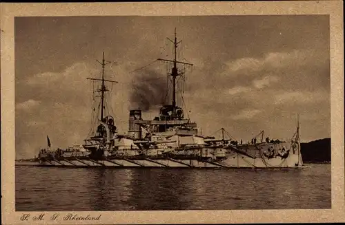 Ak Deutsches Kriegsschiff, SMS Rheinland, Großlinienschiff