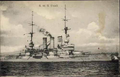 Ak Deutsches Kriegsschiff, SMS Elsass, Linienschiff