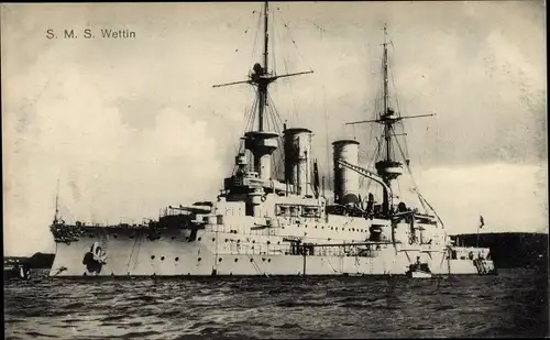 Ak Deutsches Kriegsschiff, SMS Wettin, Linienschiff