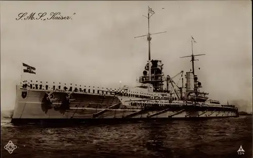 Ak Deutsches Kriegsschiff, SMS Kaiser, Turbinen Großschlachtschiff, Kaiserliche Marine