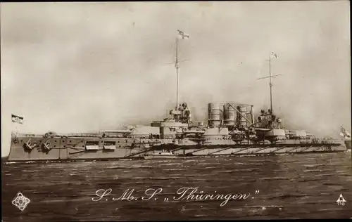 Ak Deutsches Kriegsschiff, SMS Thüringen, Großlinienschiff