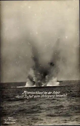 Ak Deutsches Kriegsschiff, Minensuchboot bei der Arbeit