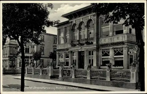 Ak Ostseebad Ahlbeck Heringsdorf auf Usedom, Hotel Strandterrasse