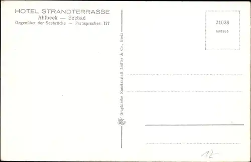 Ak Ostseebad Ahlbeck Heringsdorf auf Usedom, Hotel Strandterrasse