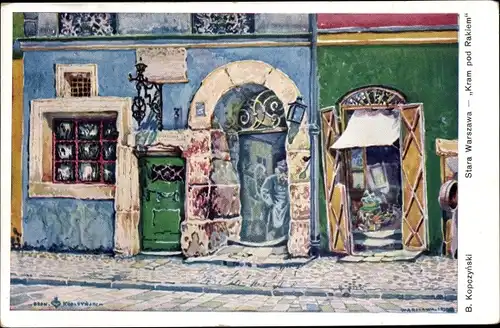 Künstler Ak Kopczynski, Warszawa Warschau Polen, Straßenpartie