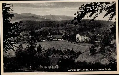 Ak Jagniątków Agnetendorf Hirschberg Riesengebirge Schlesien, Panorama, Märkische Baude