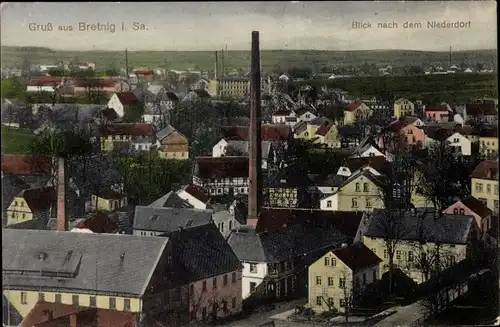 Ak Bretnig Hauswalde Großröhrsdorf in Sachsen, Blick nach dem Niederdorf