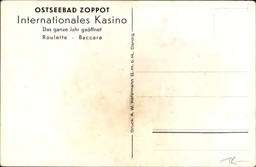 Ak Sopot Gdańsk Zoppot Danzig, Internationales Kasino, Roulette Säle, Baccara, Boule