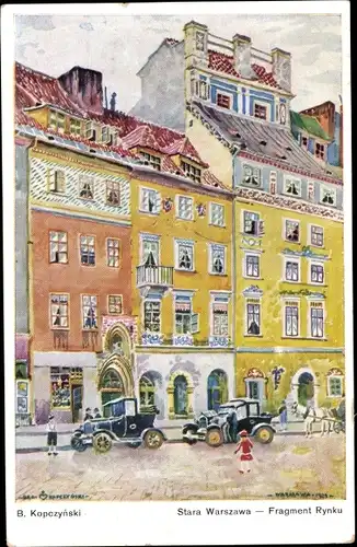 Künstler Ak Kopczynski, Warschau in Polen, Gelbes Haus