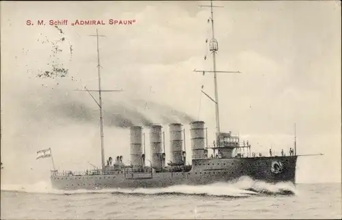 Ak Österreichisches Kriegsschiff, SMS Admiral Spaun, Rapidkreuzer