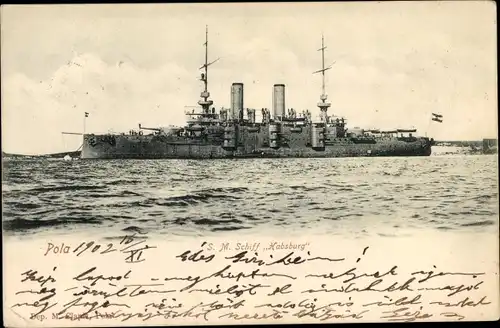 Ak Österreichisches Kriegsschiff, SMS Habsburg, Schlachtschiff