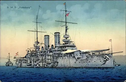 Ak Österreichisches Kriegsschiff, SMS Habsburg, Schlachtschiff