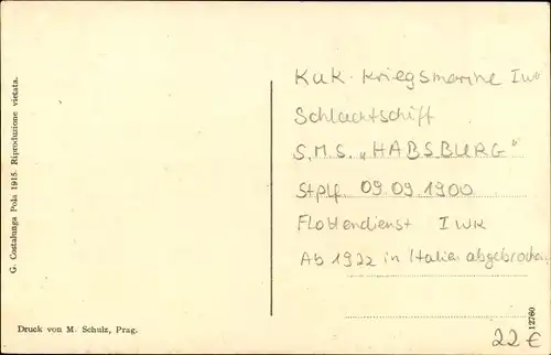 Ak Österreichisches Kriegsschiff, SMS Habsburg, Schlachtschiff