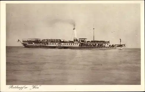 Ak Blick auf den Postdampfer Wien in voller Fahrt, Erste Donau Dampfschifffahrts Gesellschaft