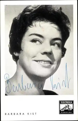 Ak Sängerin Barbara Kist, Portrait, Electrola, Autogramm