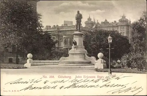 Ak Göteborg Schweden, John Ericsons Staty