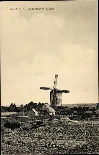 Ak Zeddam Gelderland Niederlande, Fernblick zur Windmühle
