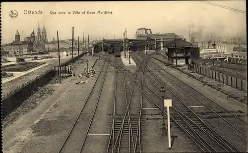 Ak Oostende Ostende Westflandern, Blick auf Bahnhof