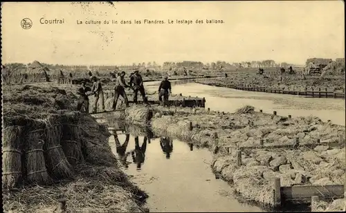 Ak Kortrijk Courtrai Westflandern, La Lys, Le Rouissage