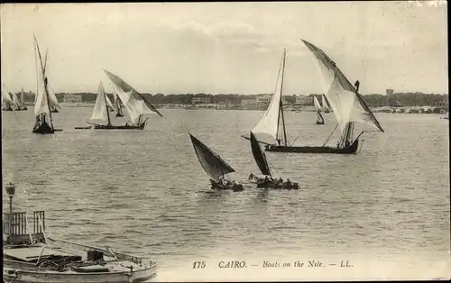 Ak Cairo Kairo Ägypten, Boats on the Nile