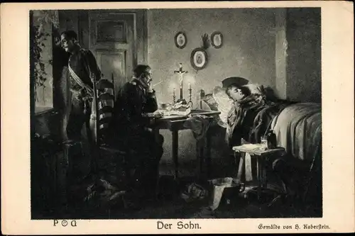 Künstler Ak Koberstein, H., Der Sohn, Krankenbett