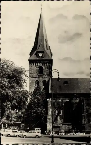 Ak Enschede Overijssel Niederlande, Groote Kerk markt