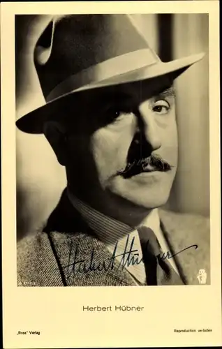 Ak Schauspieler Herbert Hübner, Portrait, Autogramm