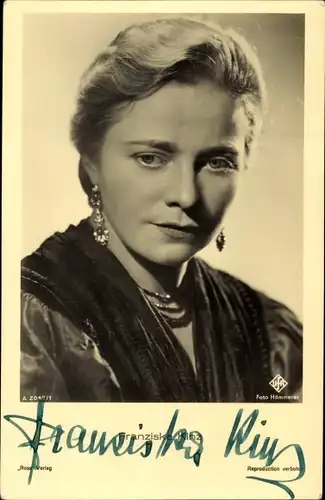 Ak Schauspielerin Franziska Kinz, Portrait