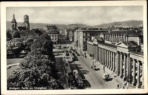 Ak Stuttgart in Württemberg, Partie am Königsbau, Straßenbahn
