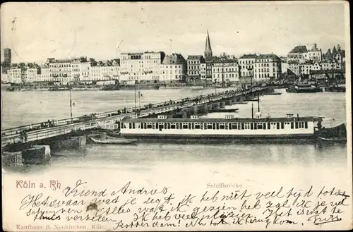 Ak Köln am Rhein, Schiffbrücke