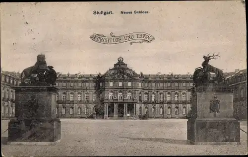 Ak Stuttgart in Württemberg, Neues Schloss, Statuen