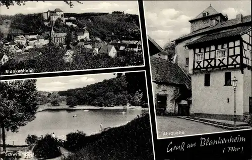 Ak Blankenheim an der Ahr Eifel, Ortsansicht, Schwimmbad, Ahrquelle