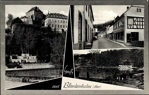 Ak Blankenheim Krs. Euskirchen Eifel, Ortsansicht, Straßenpartie, Gewässerpartie