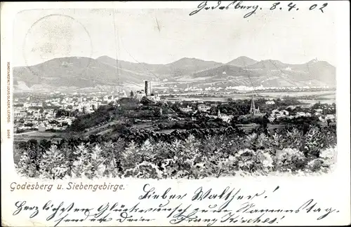 Ak Bad Godesberg Bonn am Rhein, Panorama mit Siebengebirge