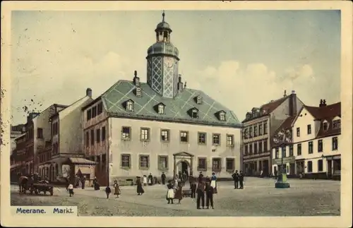Ak Meerane in Sachsen, Markt, Rathaus