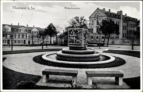 Ak Meerane in Sachsen, Weberbrunnen