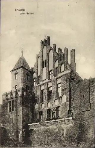 Ak Toruń Thorn Westpreußen, Altes Schloss, Turm, Giebel