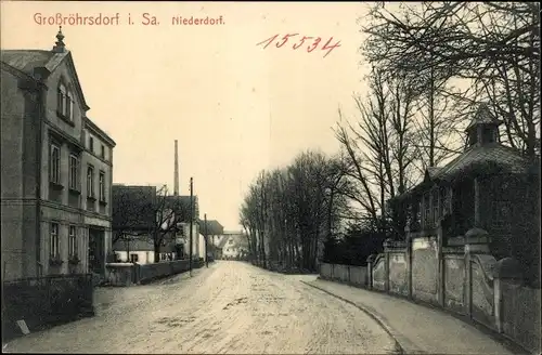 Ak Großröhrsdorf in Sachsen, Partie im Niederdorf
