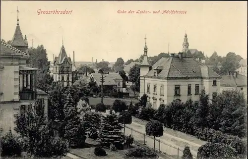 Ak Großröhrsdorf in Sachsen, Luther- Ecke Adolfstraße