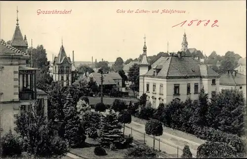 Ak Großröhrsdorf in Sachsen, Luther- Ecke Adolfstraße