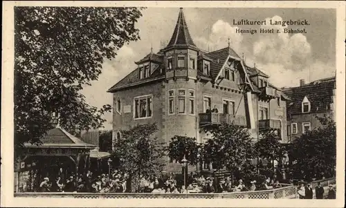 Ak Dresden Nord Langebrück, Hennigs Hotel zum Bahnhof