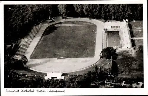 Ak Darmstadt in Hessen, Hochschul-Stadium, Luftaufnahme