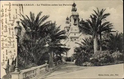 Ak Monte Carlo Monaco, Le Theatre entre les Palmiers
