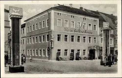 Ak Bischofswerda in Sachsen, Hotel Goldene Sonne, Säulen